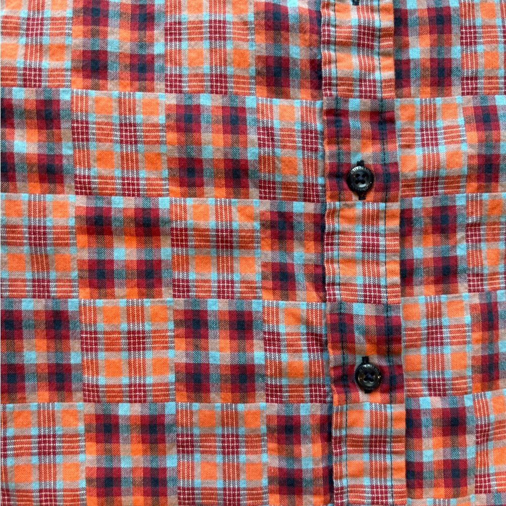 Wildfang Button Down Red Plaid Patchwork Shirt Ge… - image 2